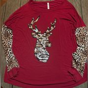 Women’s‎ Leopard Deer Head Shirt -L