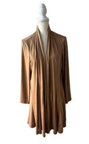 SUSAN GRAVER Camel Tan Slinky Long Sleeve Tunic Size Large Petite