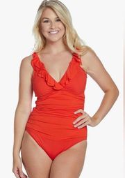 Lauren Ralph Women's Beach Club Solids Ruffle Surplice one piece swimsuit