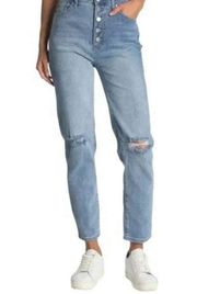 Abound‎ Button Front Distressed Mom Jeans Sz 28