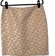 Merona Peach & Gold Floral Lined Pencil Skirt