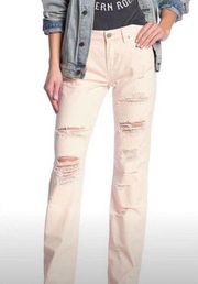 NWOT Blank NYC Destroyed Boyfriend Jeans Ditz Blush Pink Distressed Rips Size 24