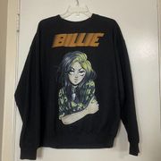 BILLIE EILISH Anime Crewneck world tour black graphic Sweatshirt size L