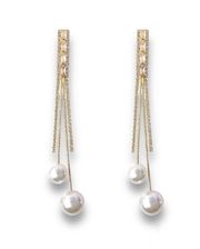 CZ White Pearl Dangle Drop Earrings for Women