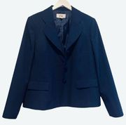 LE SUIT Women's 3 Button Suit Jacket Blazer 18 Navy Blue Embroidered Dots NWOT