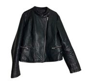 Metaphor XL Black Leather crop zip jacket