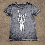 Grey Burnout Rock Skeleton Tee, Women's XS