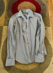 For Her Button Down White Grey Plaid Dress Shirt Women’s Small