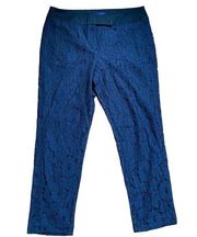 Women’s Navy Blue Lace Pants High Rise Black Satin Size 10