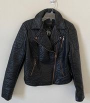 Marc Jacobs New York Vegan Faux Leather Moto Jacket Black Size Small