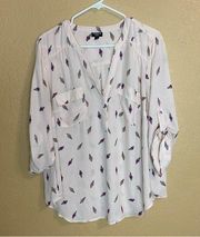 TORRID Ice Cream Cone Print Roll Sleeve 1/2 Button Shirt