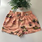 NWT Forever 21 high waist Hawaiian shorts.  Rayon and Linen.  Size Large.