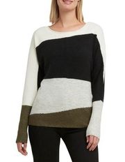 NWT Halston Colorblock Dolman Long Sleeve Cozy Pullover Sweater Women’s Size XS