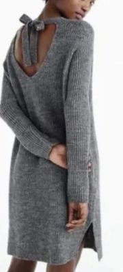 Sweater Dress Gray Open Back Long Sleeve Acrylic Wool.