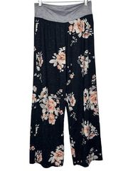 Floral Wide Leg High Waisted Soft Loungewear Comfy Pajama PJ Pants Size: Medium