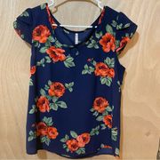 Culture Blue Top with Roses