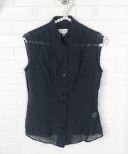 Isaac Mizrahi For Target Y2K Sheer Black Button Down Tank Top Size XS