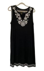 Grace Elements Black Embroidered Sleeveless Knee Length Dress Size L | 5-27