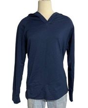 Avia V-neck Long Sleeve Hoodie Shirt Size Large 12-14 navy blue tee