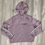 NY Jeans New York & Company Women’s Satin Hooded Zip Up Jacket Purple Size L