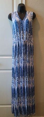 Design History Blue/white Sleeveless Long Maxi Dress Size Large, Tie Back