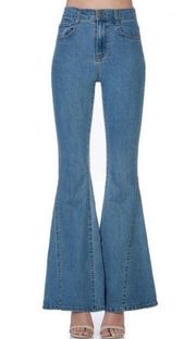 O2 denim. High Waisted Kick Flare Denim Jeans