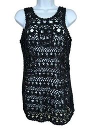 TRIPP NYC Goth Punk Crochet Sweater Mini Dress Womens Medium Sleeveless Skull