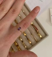 Purple Diamond Dainty Ring Gold Plated Starling Silver