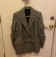 Bar III black white and green double breasted blazer size L