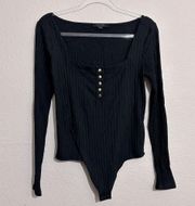 Allsaints Katrina Long Sleeve Black Bodysuit | US 10