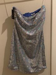 Charlotte Russe *NWT*  Silver Sequins Strapless Minidress