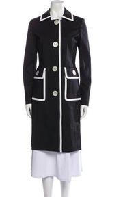 Michael Michael Kors Women's Trench Coat Contrast Trim Black Size Large