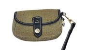 Dooney & Bourke Tan Brown Woven Mini Coin Purse Wristlet Wallet Clutch Bag 4 x 6