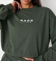 Missguided Womens MSGD Oversized Crop Sweatshirt 4 Khaki Dark Green Sport Trendy