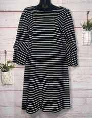 Factory | Black & White Striped Bell Sleeve Dress | Women’s Medium