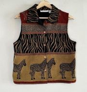 90s Dress Barn Safari Zebra Animals Tapestry Vest