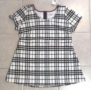 Motherhood Maternity Houndstooth Top Shirt Ivory & Black Short Sleeve Sz Med New