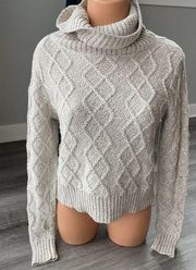 XXI Ivory Heathered Cable Knit Sweater S Cowl Neck Long Sleeve M9