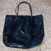 Black Elle Snake Skin Texture Print Tote Bag