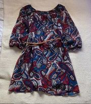 70s style paisley print shift dress