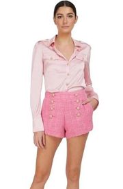 Generation Love Women's 6 Pink Lizzy Tweed  Formal Cotton Blend Shorts