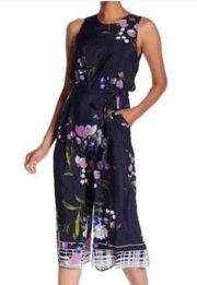 Navy Floral Jumpsuit Size 12