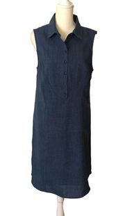 Tahari Arthur S Levine Chambray Shift Collared Dress Size 10