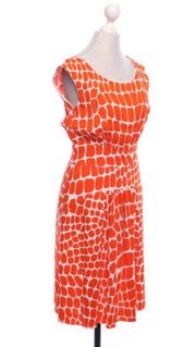 Orange & White Dames Jurk Classy Dress ( 38 )