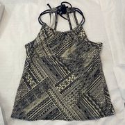 Jantzen Geometric Print Tankini black cream women sz 14