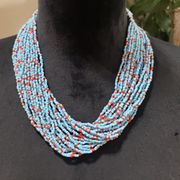 Women Bold Strand Crochet Tribal Gypsy Naga Fashion Ethnic Necklace with Lobster