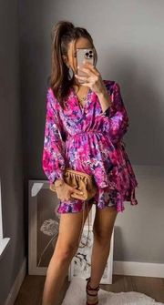 floral dress boho viral blogger mini long sleeve