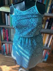 Pixley Stitchfix blue and green boho vacationcore M mini sundress