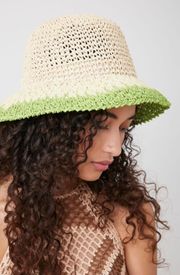 Forever 21 Twisted Straw Paper Two-Tone Bucket Hat