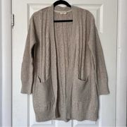 Harper Heritage Cable-Knit Open-Front Patch Pocket Cardigan - Size S